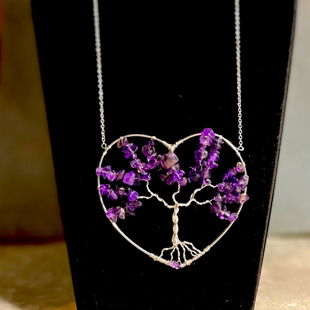 Amethyst tree of life heart